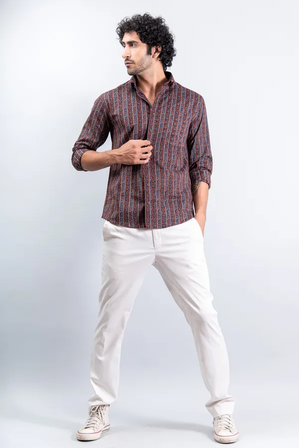 Ajrakh_Geometric_Print_Regular_Fit_Full_Sleeves_Soft_Cotton_Shirt_With_Spread_Collar_Breathable_&_Comfortable