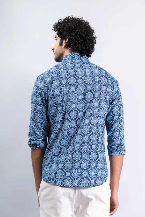 Blue_Geometric_Print_Regular_Fit_Full_Sleeves_Soft_Cotton_Shirt_With_Spread_Collar_Breathable_&_Comfortable
