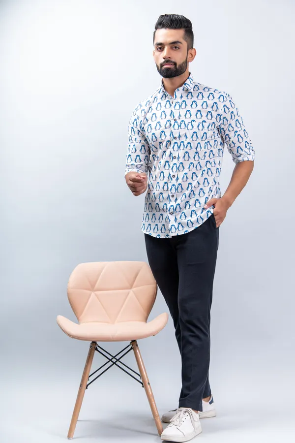 Blue_Regular_Fit_Penguin_Shirt_With_Full_Sleeves_&_Spread_Collar
