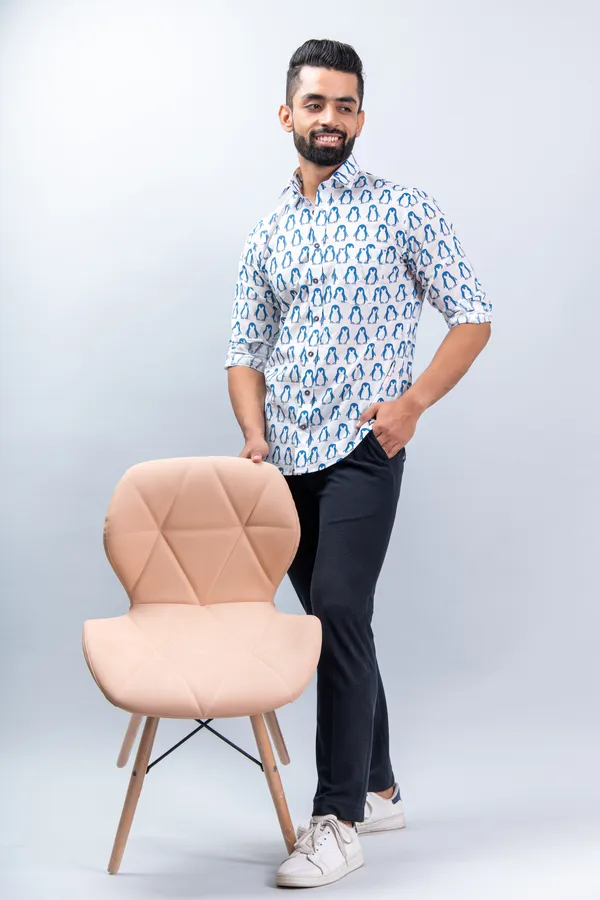 Blue_Regular_Fit_Penguin_Shirt_With_Full_Sleeves_&_Spread_Collar