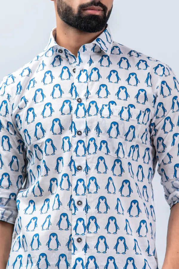 Blue_Regular_Fit_Penguin_Shirt_With_Full_Sleeves_&_Spread_Collar