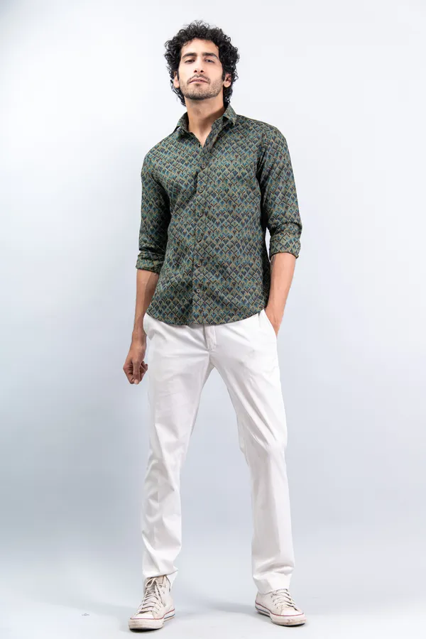 Bottle_Green_Fashionable_Print_Regular_Fit_Soft_and_Comfortable_Cotton_Shirt