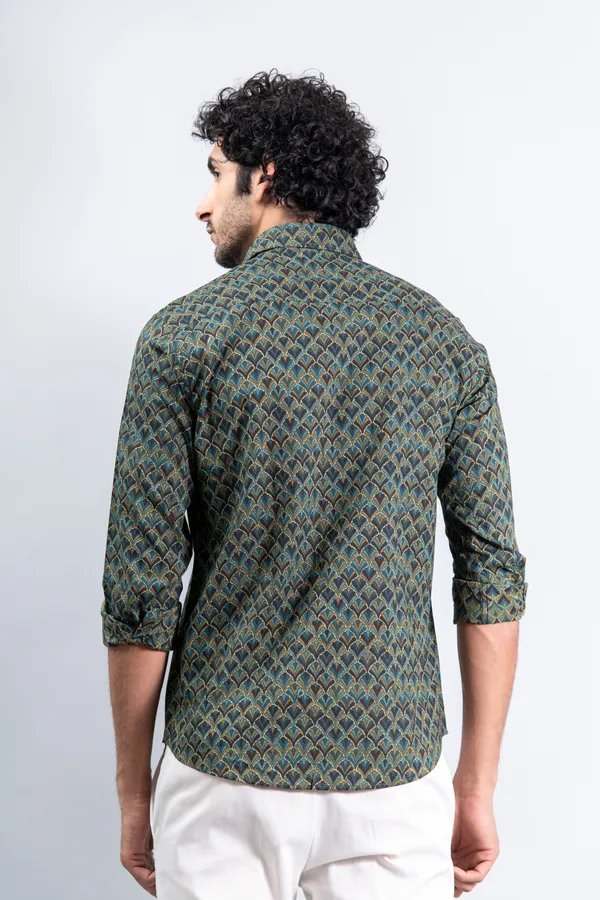 Bottle_Green_Fashionable_Print_Regular_Fit_Soft_and_Comfortable_Cotton_Shirt
