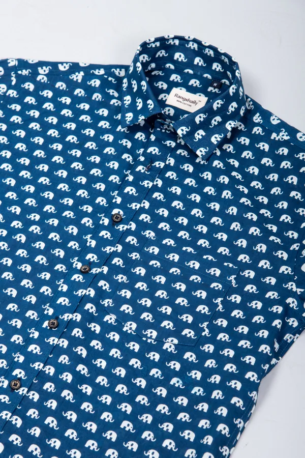 Dark_Blue_Elephant_Print_Regular_Fit_Soft_and_Comfortable_Cotton_Shirt