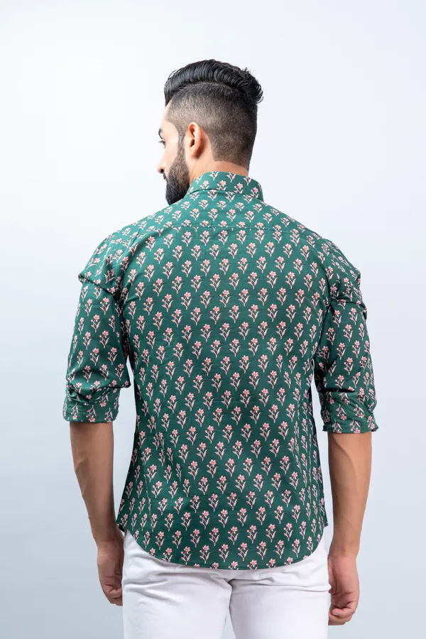 Dark_Green_Floral_Print_Full_Sleeves_Casual_Shirt_Soft_Comfortable_With_Spread_Collar