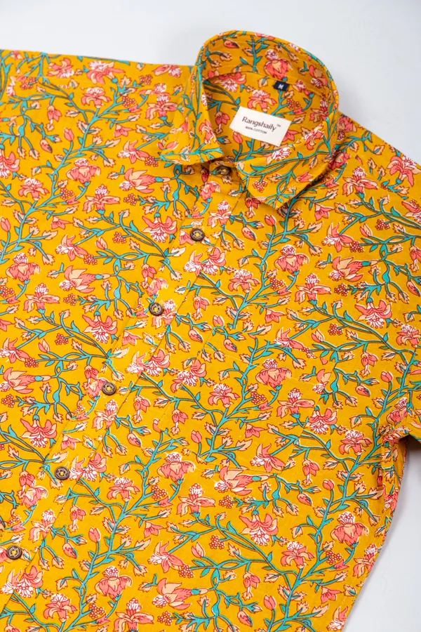 Mustard_Yellow_Floral_Print_Regular_Fit_Cotton_Casual_Shirt_With_Spread_Collar_&_Full_Sleeves