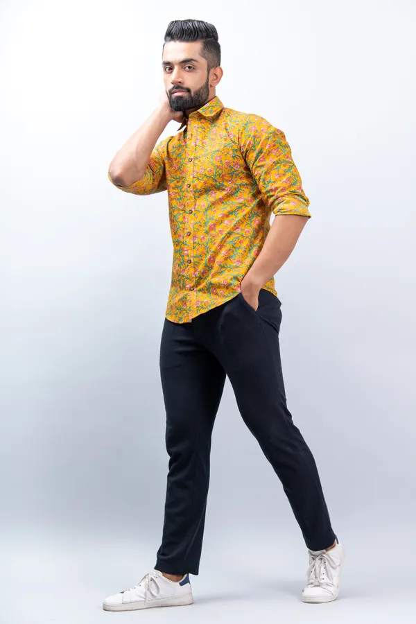 Mustard_Yellow_Floral_Print_Regular_Fit_Cotton_Casual_Shirt_With_Spread_Collar_&_Full_Sleeves