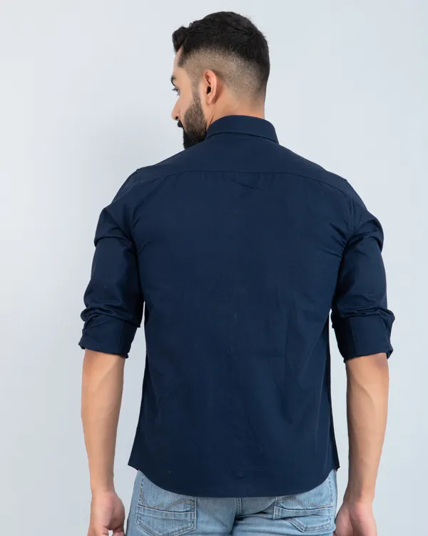 Modern_Classic_Navy_Blue_Pure_Cotton_Casual_Shirt_with_Curved_Hemline_and_Spread_Collar
