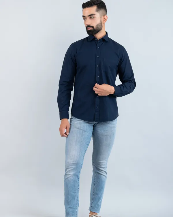 Modern_Classic_Navy_Blue_Pure_Cotton_Casual_Shirt_with_Curved_Hemline_and_Spread_Collar