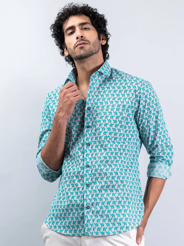 Sea_Green_Camel_Print_Regular_Fit_Full_Sleeves_Soft_Cotton_Shirt_With_Spread_Collar