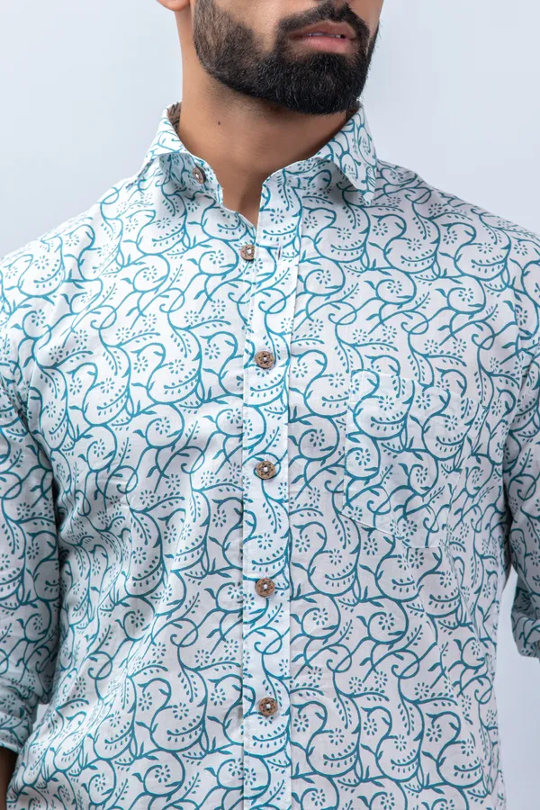 Turquoise_Full_Sleeves_Cotton_Regular_Fit_Jaal_Print_Shirt_Soft_Comfortable_&_Spread_Collar