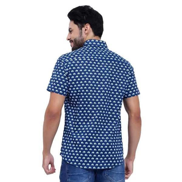 Blue_Half_Sleeve_Cotton_Shirt_Relaxed_Fit_Elephant_Print_With_Stylish_Spread_Collar_Summer_Shirt