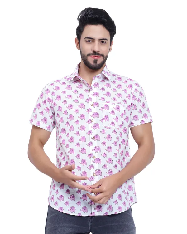 Baby_Pink_Cotton_Shirt_Relaxed_Fit_Elephant_Print_With_Stylish_Spread_Collar_Summer_Comfortable_Lightweight_&_Fashionable
