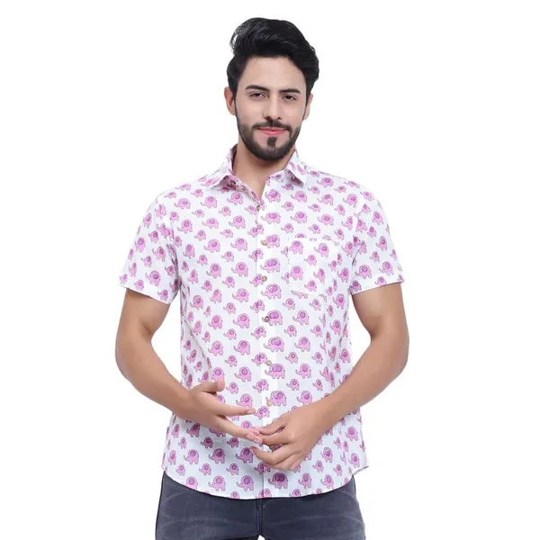 Baby_Pink_Cotton_Shirt_Relaxed_Fit_Elephant_Print_With_Stylish_Spread_Collar_Summer_Comfortable_Lightweight_&_Fashionable
