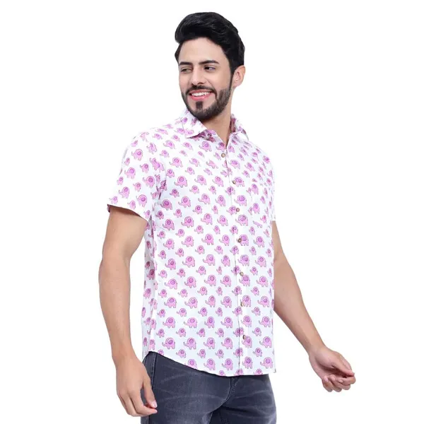 Baby_Pink_Cotton_Shirt_Relaxed_Fit_Elephant_Print_With_Stylish_Spread_Collar_Summer_Comfortable_Lightweight_&_Fashionable