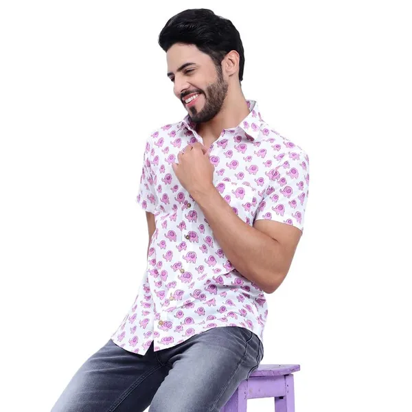Baby_Pink_Cotton_Shirt_Relaxed_Fit_Elephant_Print_With_Stylish_Spread_Collar_Summer_Comfortable_Lightweight_&_Fashionable