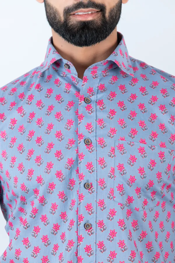 Blue_&_Pink_Floral_Print_Half_Sleeves_Premium_Cotton_Regular_Fit_Shirt_With_Spread_Collar