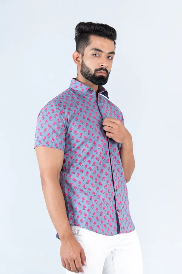 Blue_&_Pink_Floral_Print_Half_Sleeves_Premium_Cotton_Regular_Fit_Shirt_With_Spread_Collar