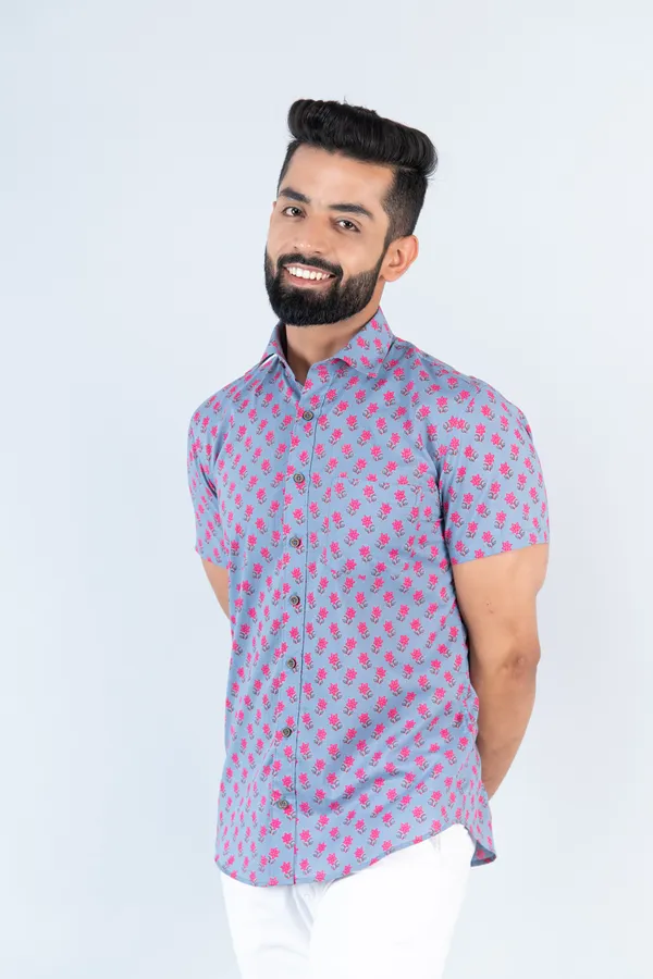 Blue_&_Pink_Floral_Print_Half_Sleeves_Premium_Cotton_Regular_Fit_Shirt_With_Spread_Collar