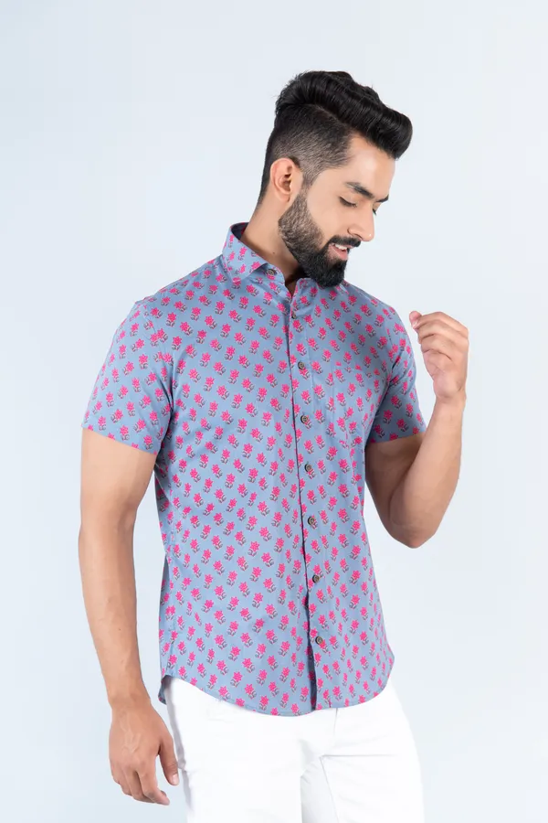 Blue_&_Pink_Floral_Print_Half_Sleeves_Premium_Cotton_Regular_Fit_Shirt_With_Spread_Collar