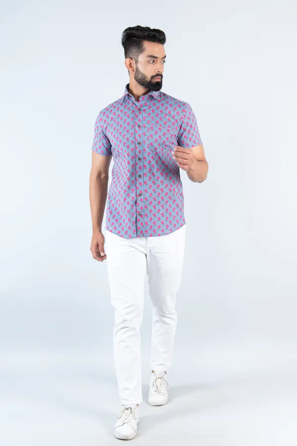 Blue_&_Pink_Floral_Print_Half_Sleeves_Premium_Cotton_Regular_Fit_Shirt_With_Spread_Collar