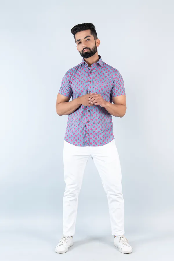 Blue_&_Pink_Floral_Print_Half_Sleeves_Premium_Cotton_Regular_Fit_Shirt_With_Spread_Collar