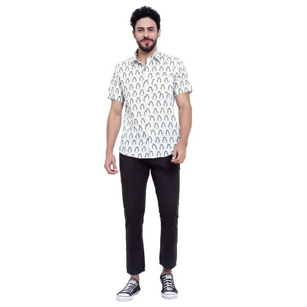 Brown_Cotton_Shirt_Relaxed_Fit_Penguin_Print_With_Stylish_Spread_Collar_Summer_Shirt