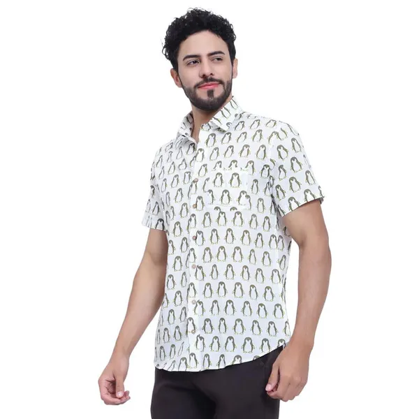 Brown_Cotton_Shirt_Relaxed_Fit_Penguin_Print_With_Stylish_Spread_Collar_Summer_Shirt
