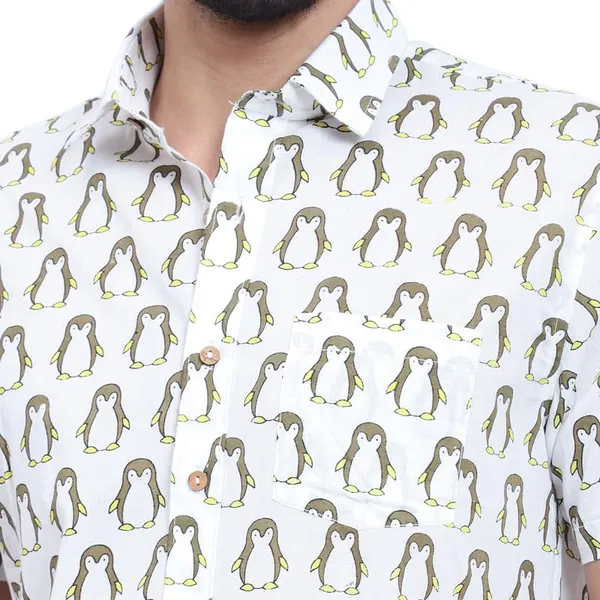 Brown_Cotton_Shirt_Relaxed_Fit_Penguin_Print_With_Stylish_Spread_Collar_Summer_Shirt
