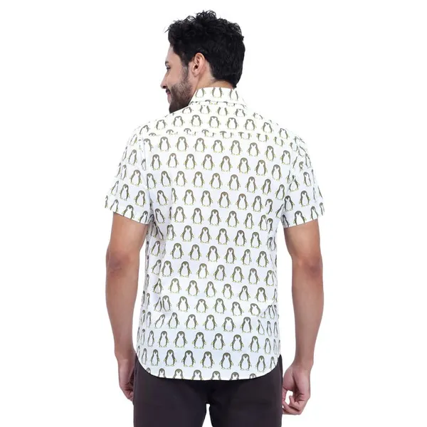 Brown_Cotton_Shirt_Relaxed_Fit_Penguin_Print_With_Stylish_Spread_Collar_Summer_Shirt
