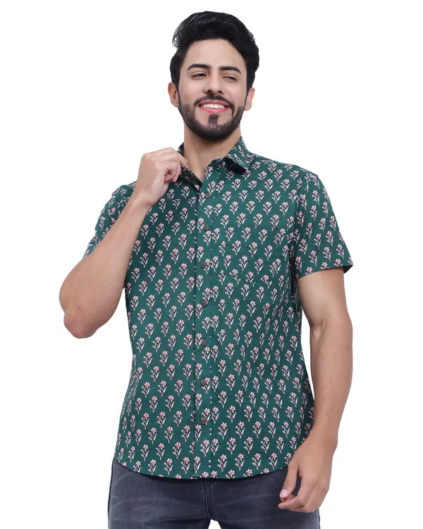 Dark_Green_Floral_Print_Regular_Fit_Soft_and_Comfortable_Cotton_Shirt