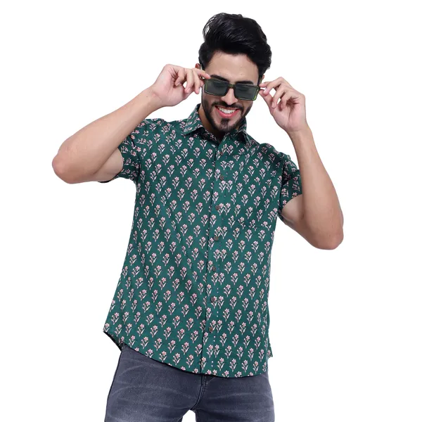 Dark_Green_Floral_Print_Regular_Fit_Soft_and_Comfortable_Cotton_Shirt