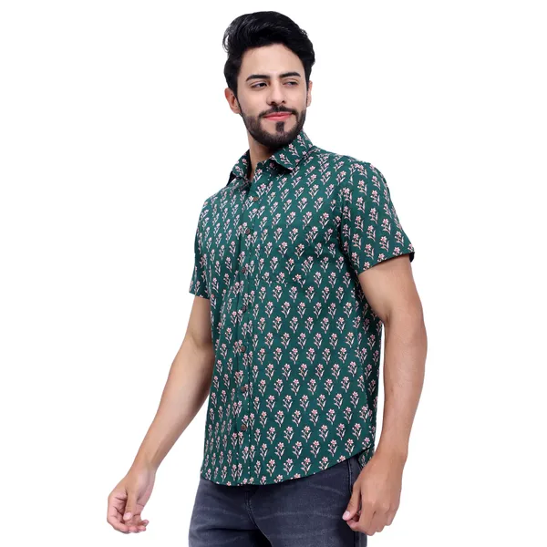Dark_Green_Floral_Print_Regular_Fit_Soft_and_Comfortable_Cotton_Shirt