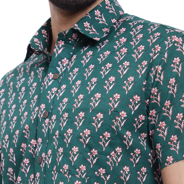 Dark_Green_Floral_Print_Regular_Fit_Soft_and_Comfortable_Cotton_Shirt