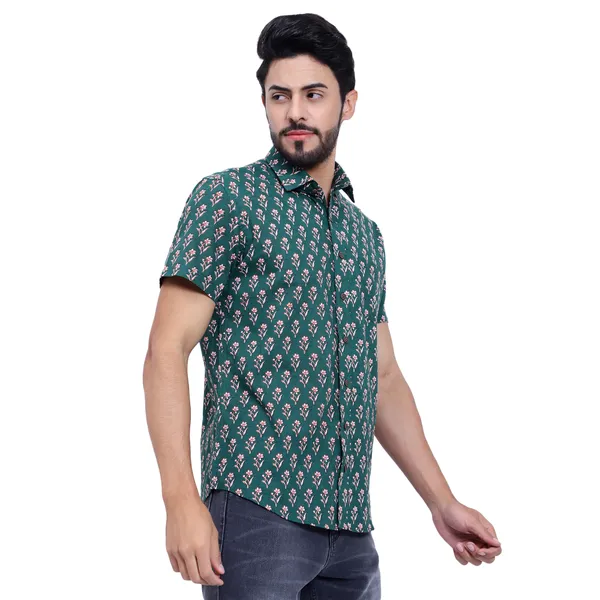 Dark_Green_Floral_Print_Regular_Fit_Soft_and_Comfortable_Cotton_Shirt