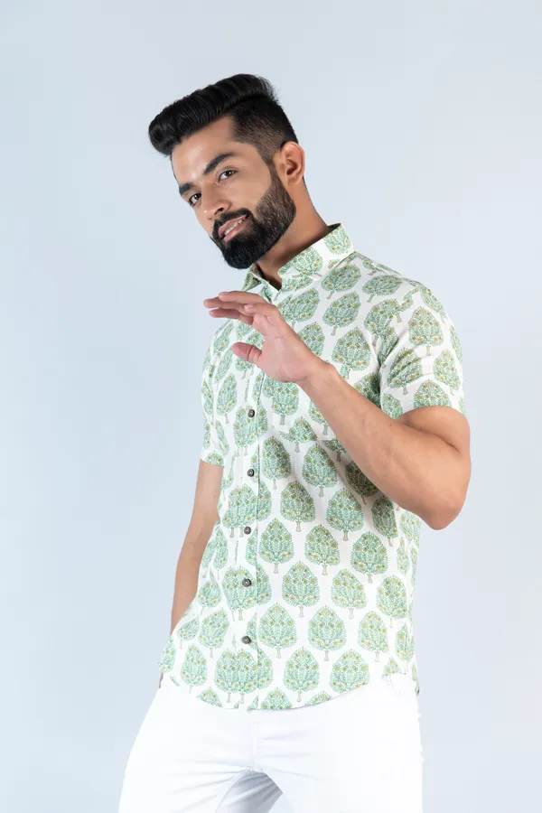 Green_Big_Tree_Print_Half_Sleeves_Premium_Cotton_Regular_Fit_Shirt_With_Spread_Collar