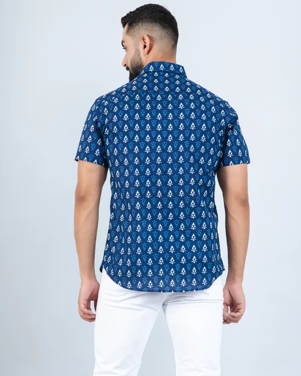 Tropical_Indigo_Betel_Print_Smart_Fit_Casual_Cotton_Shirt