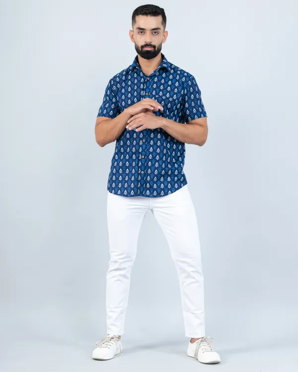 Tropical_Indigo_Betel_Print_Smart_Fit_Casual_Cotton_Shirt