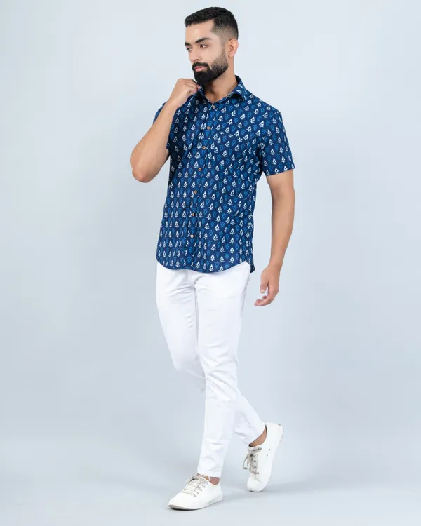 Tropical_Indigo_Betel_Print_Smart_Fit_Casual_Cotton_Shirt