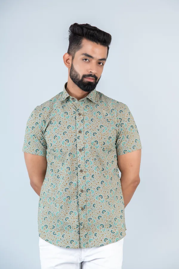 Khadi_Floral_Print_Half_Sleeves_Premium_Cotton_Regular_Fit_Shirt_With_Spread_Collar