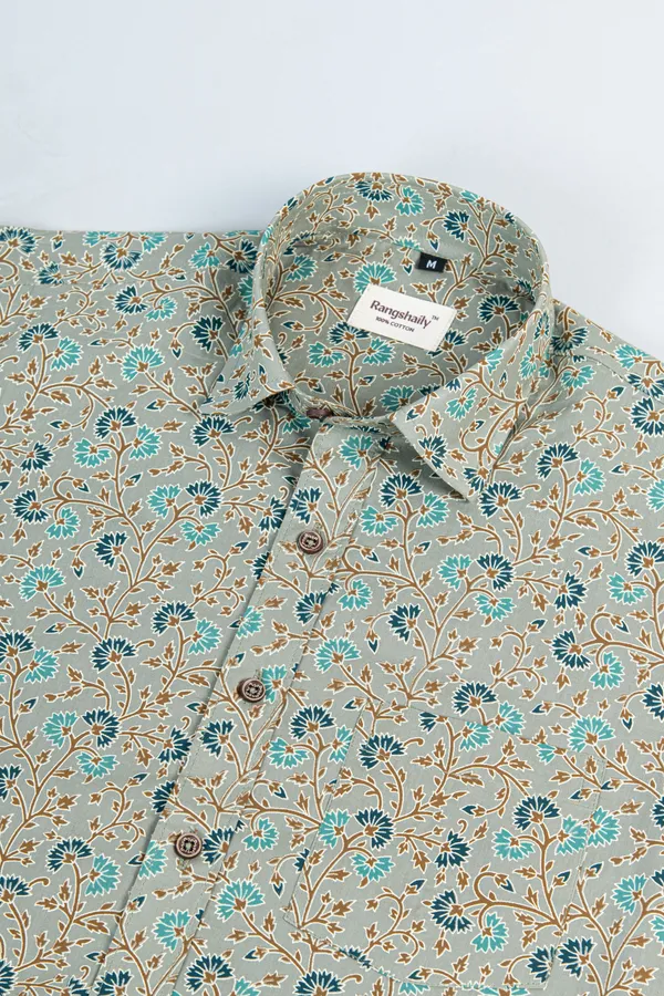Khadi_Floral_Print_Half_Sleeves_Premium_Cotton_Regular_Fit_Shirt_With_Spread_Collar