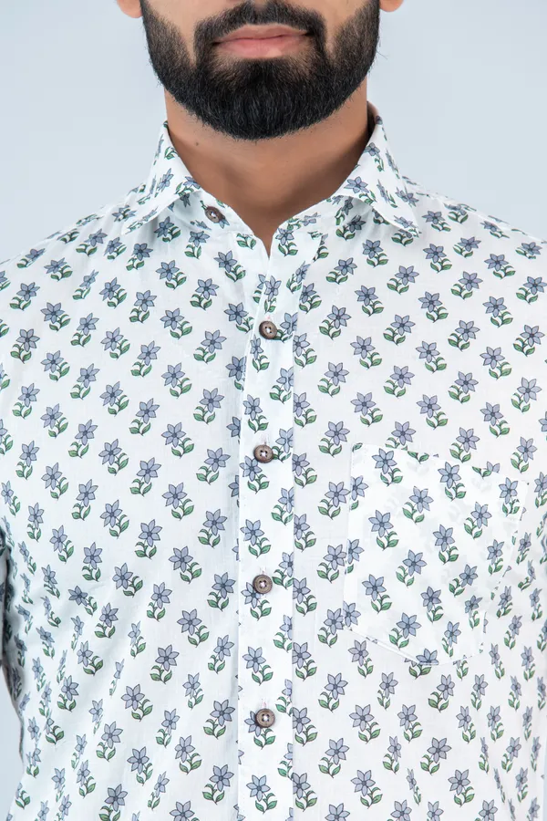 Lavender_Floral_Print_Half_Sleeves_Premium_Cotton_Regular_Fit_Shirt_With_Spread_Collar