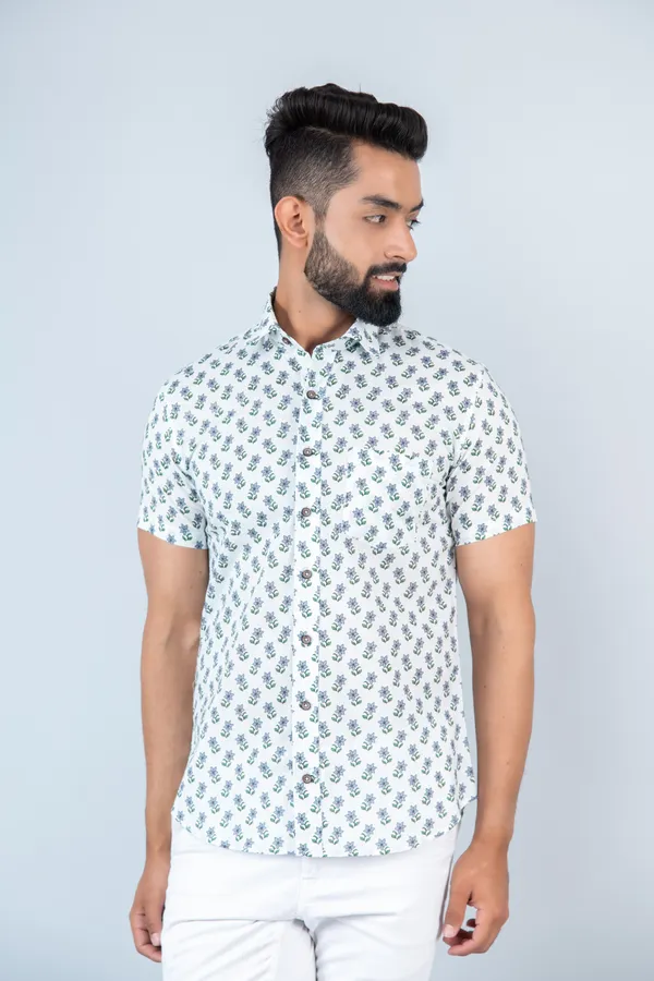 Lavender_Floral_Print_Half_Sleeves_Premium_Cotton_Regular_Fit_Shirt_With_Spread_Collar