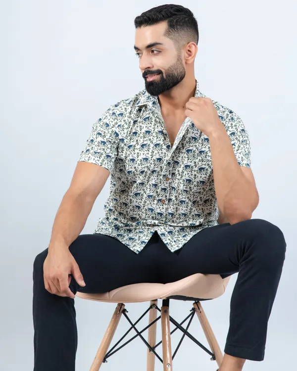 Rainforest_Cheeky_Monkey_Print_Spread_Collar_Casual_Cotton_Shirt