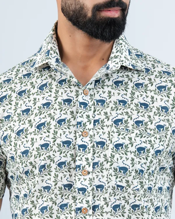 Rainforest_Cheeky_Monkey_Print_Spread_Collar_Casual_Cotton_Shirt