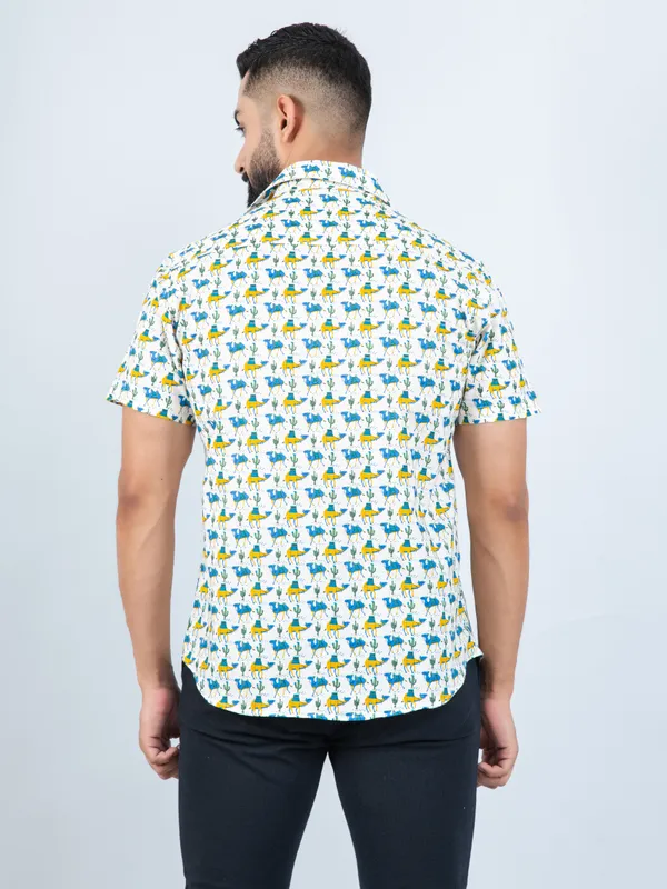 Bohemian_Blue_and_Yellow_Camel_Print_Shirt_in_Half_Sleeves
