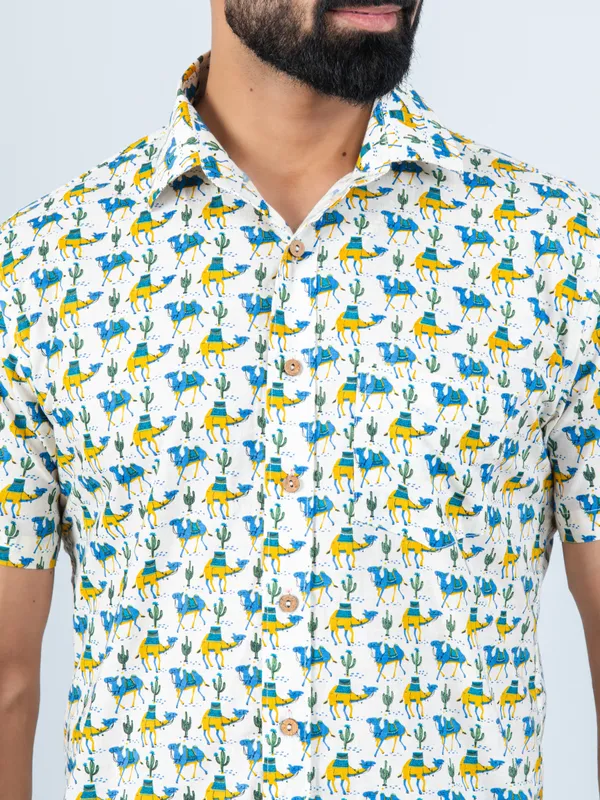 Bohemian_Blue_and_Yellow_Camel_Print_Shirt_in_Half_Sleeves