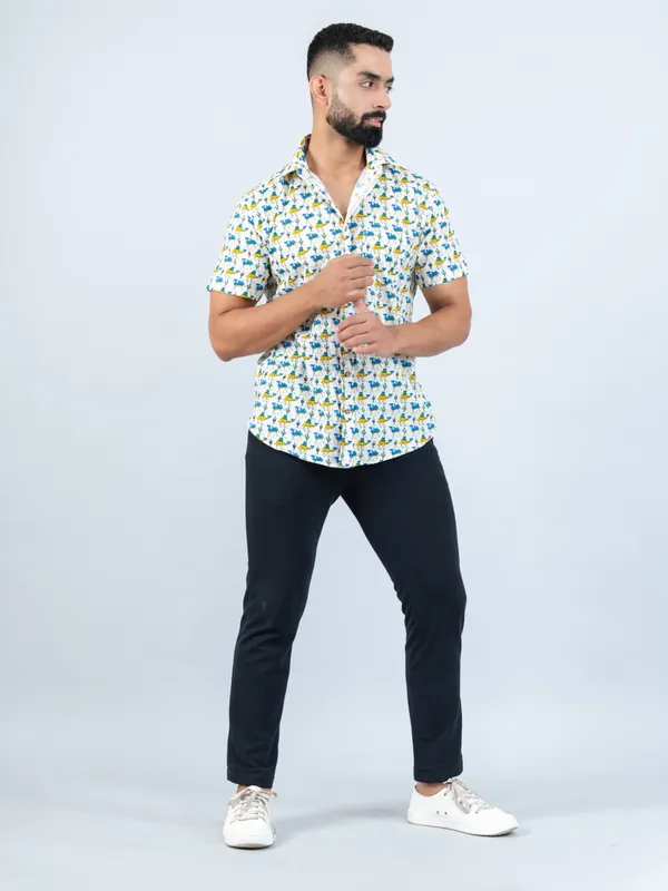 Bohemian_Blue_and_Yellow_Camel_Print_Shirt_in_Half_Sleeves
