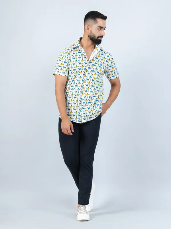 Bohemian_Blue_and_Yellow_Camel_Print_Shirt_in_Half_Sleeves