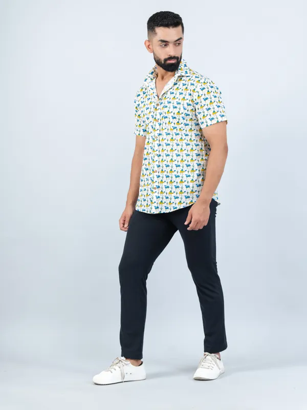 Bohemian_Blue_and_Yellow_Camel_Print_Shirt_in_Half_Sleeves
